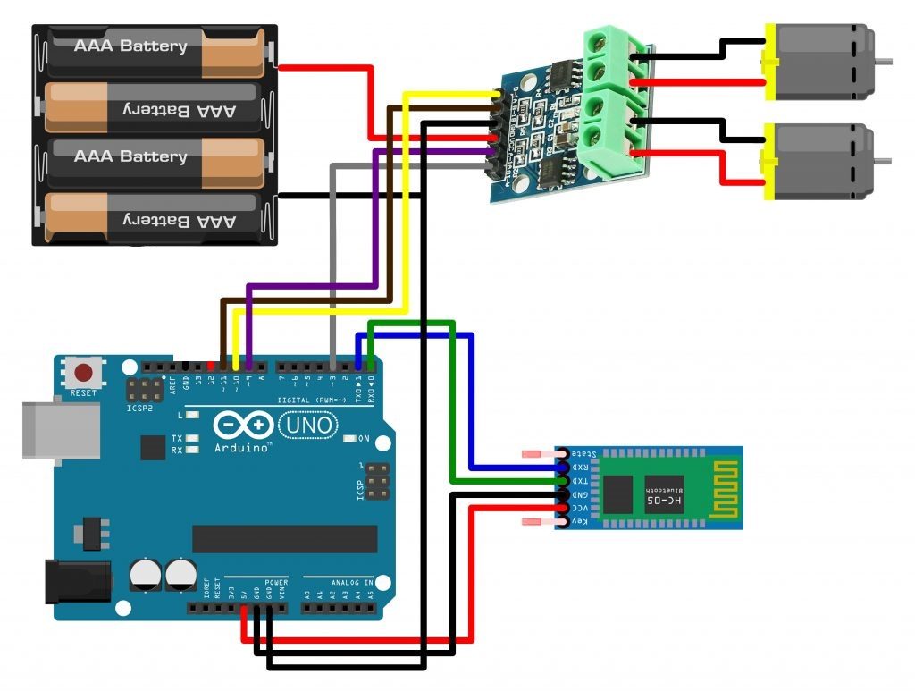 Esquematico carrinho robo arduino bluetooth